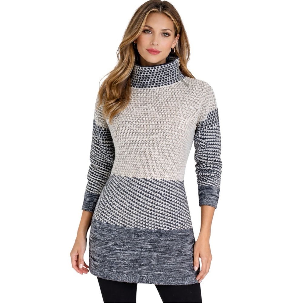 MaxMara Weekend Wool Blend Monochrome Turtleneck Tunic Length Sweater Size Small